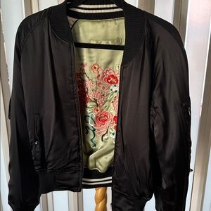 ESTHER CHEN Black Bomber silk Jacket